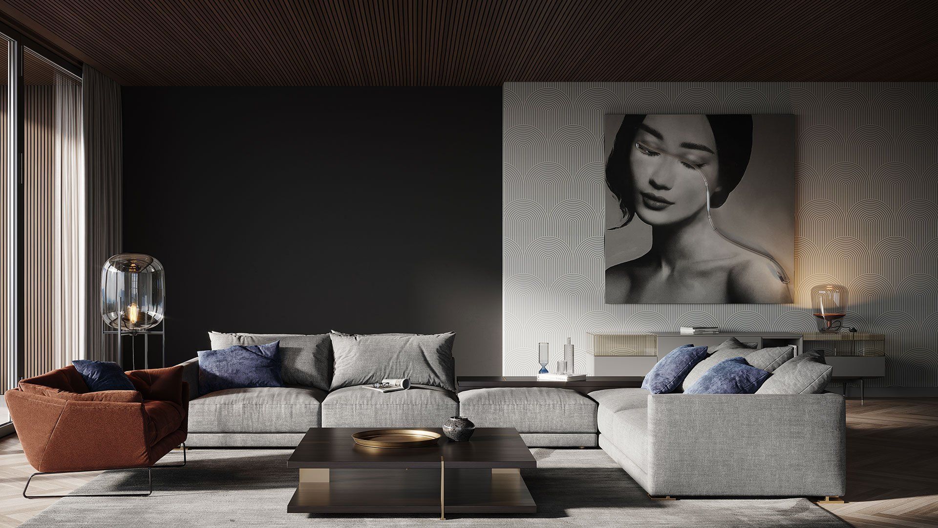 Living room 3D furniture render