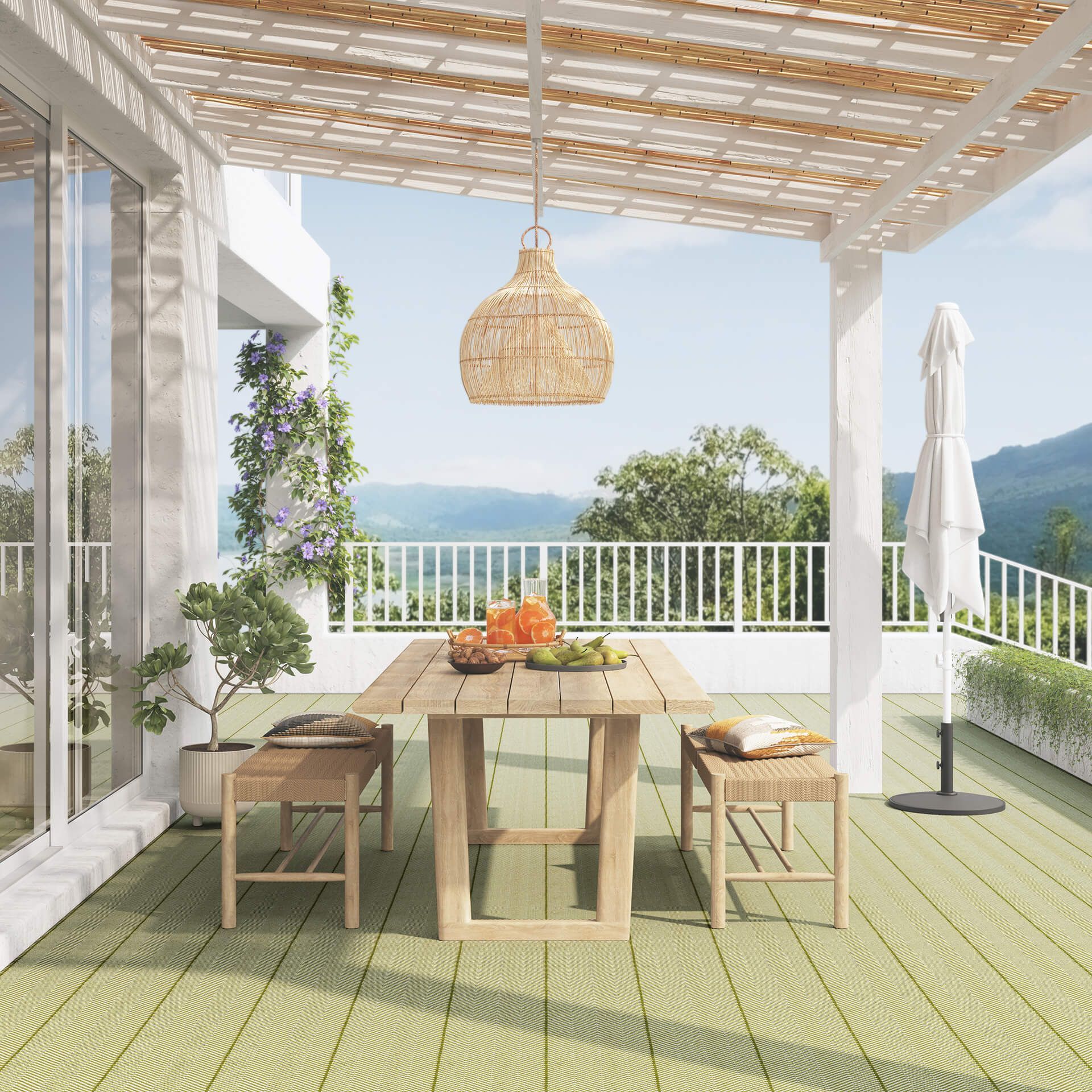 Yellow Stripy Pateo Carpet CGI