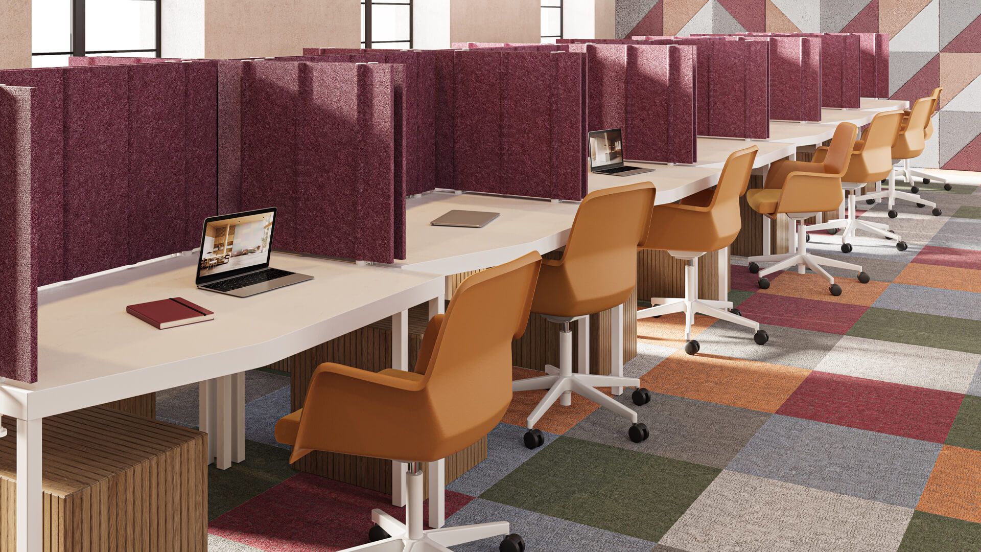 Acoustic Desk Dividers Lifestyle 3D Render