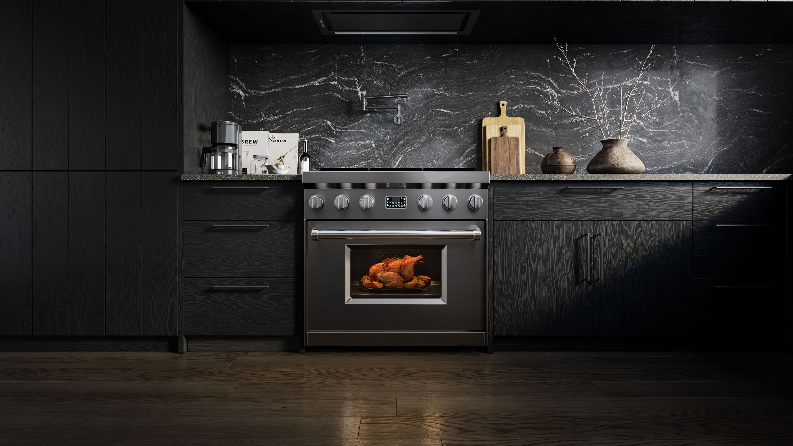Black Kitchen Stove CGI