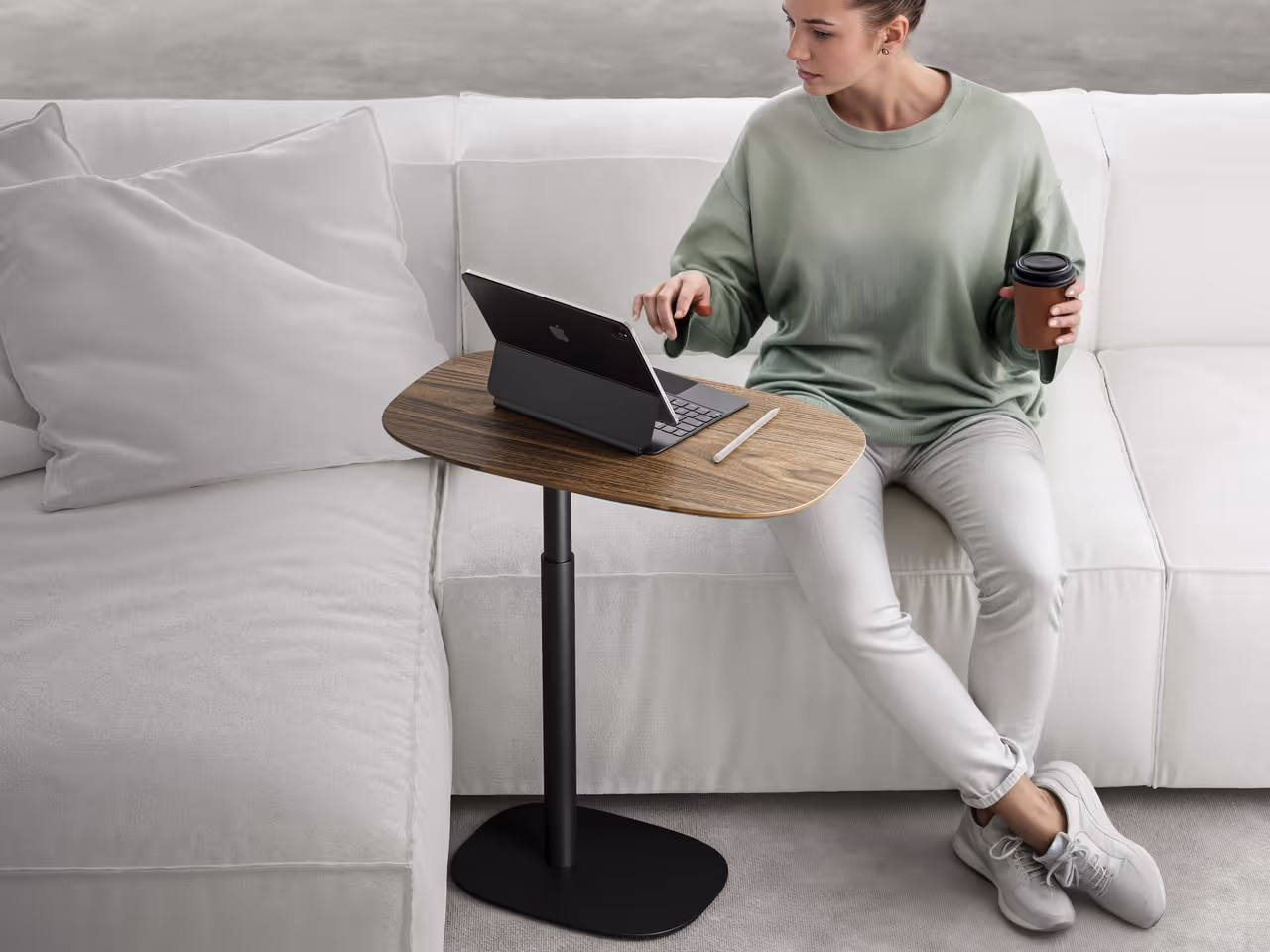 Product Render with a Girl using a Laptop
