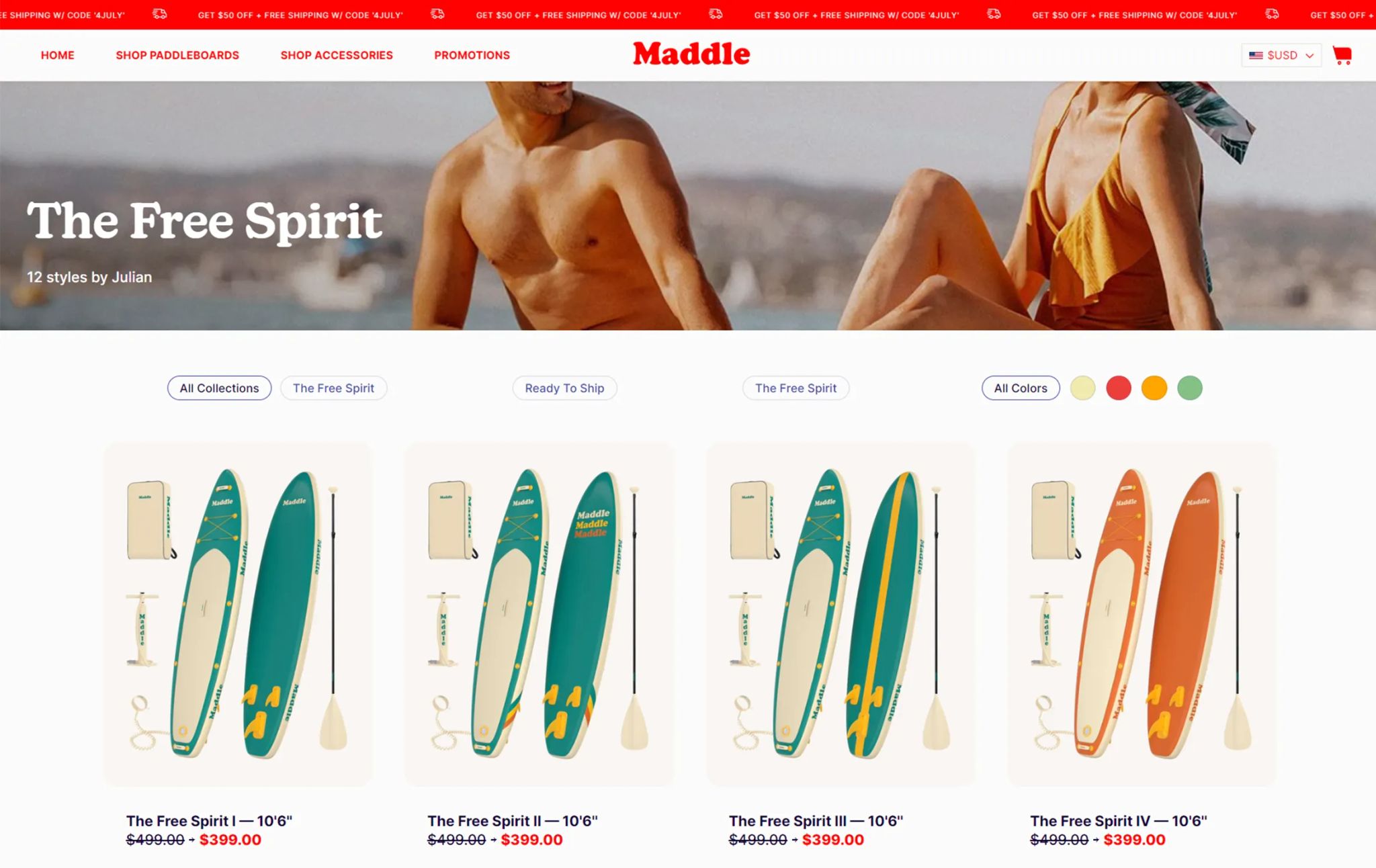 3D product rendering and visualization of The Free Spirit paddleboards collection, showcasing realistic furniture rendering and photorealistic CGI.