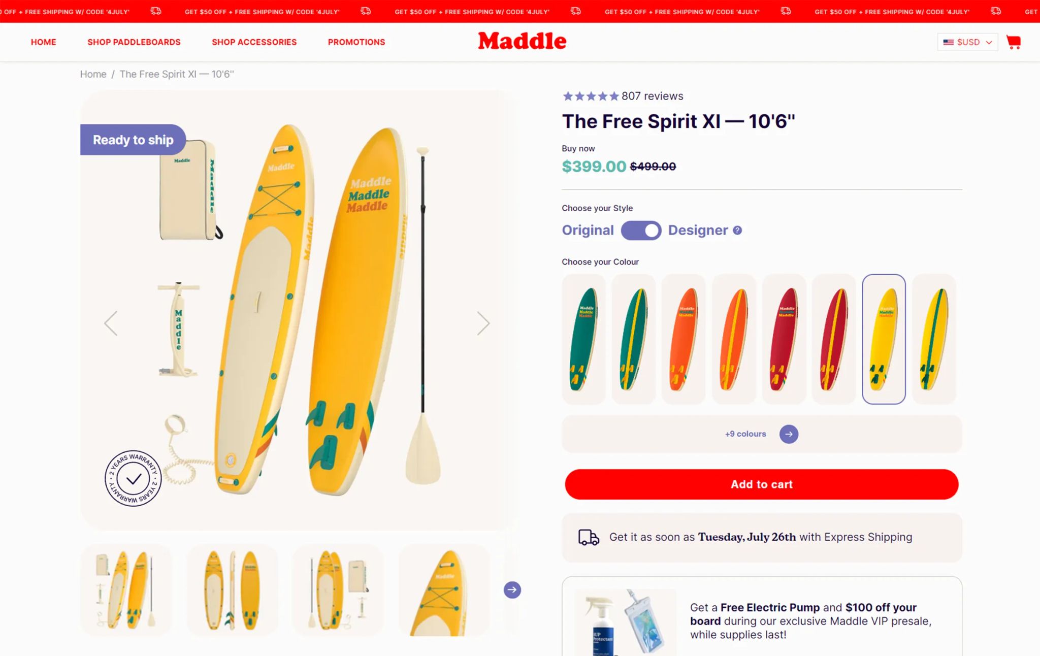 3D product rendering of a paddleboard set featuring a yellow and green design, showcasing high-quality 3D visualization and realistic rendering.