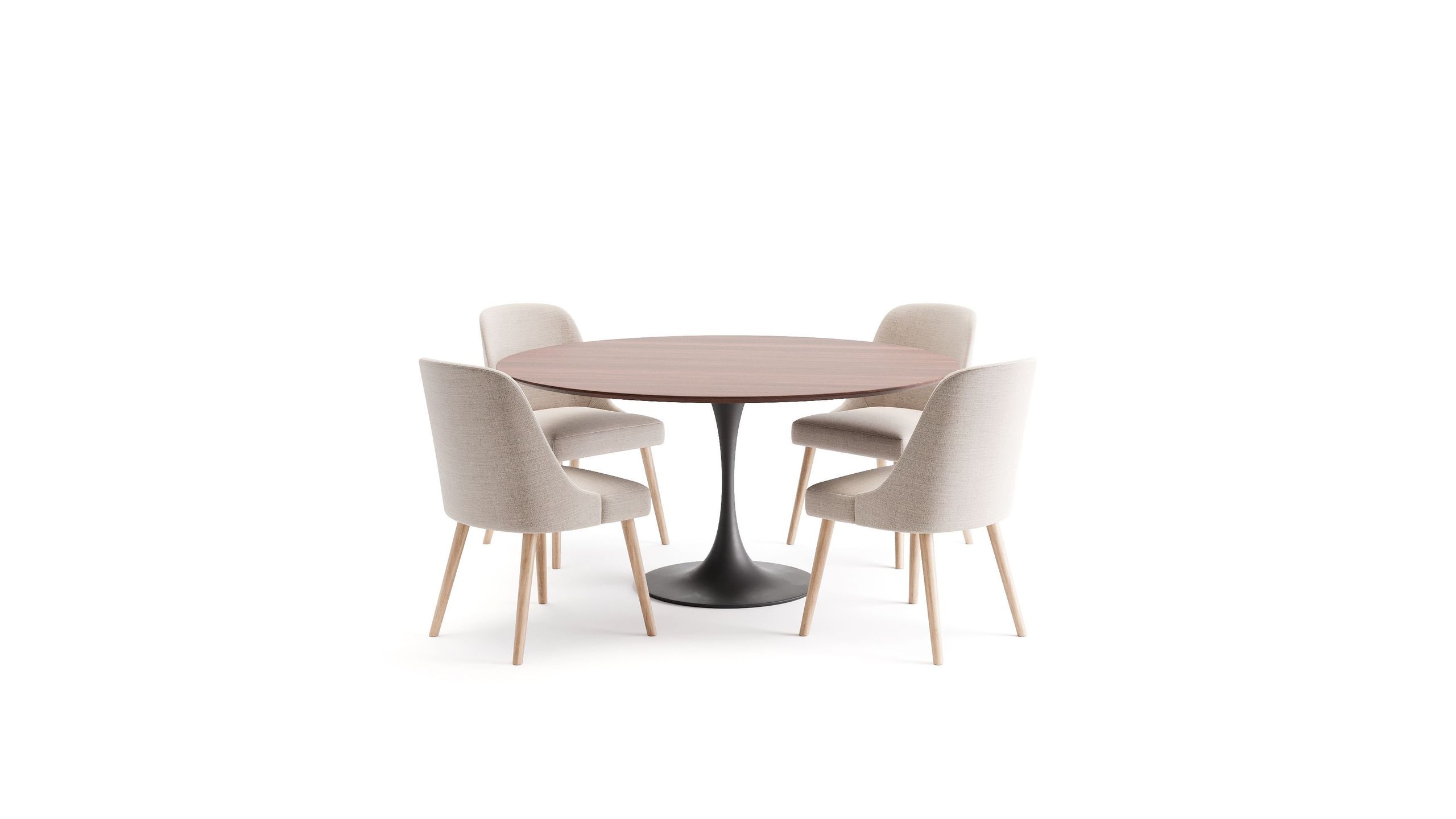 Realistic 3D Render of a Table and Chairs