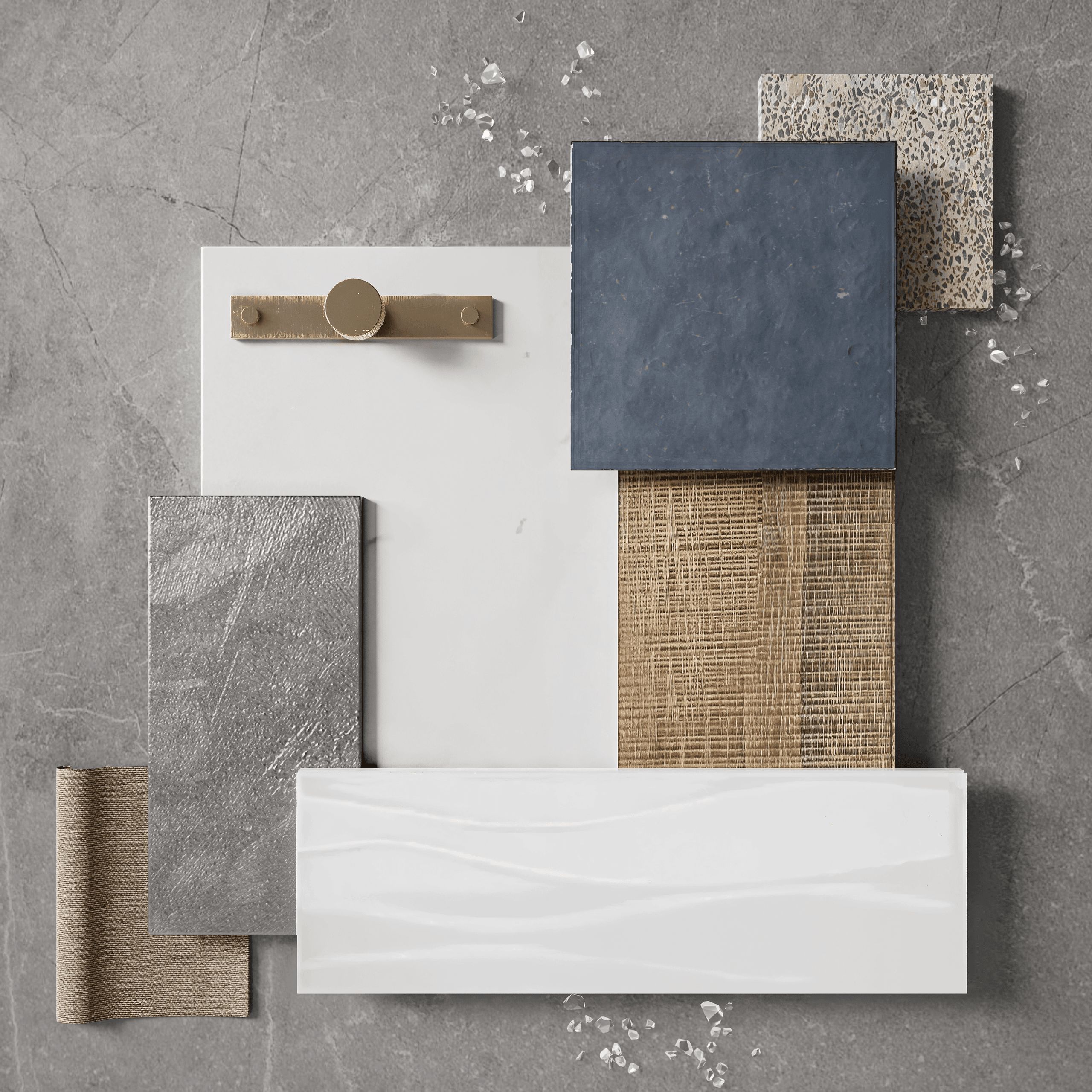 Flat Lay 3D View of Material Options