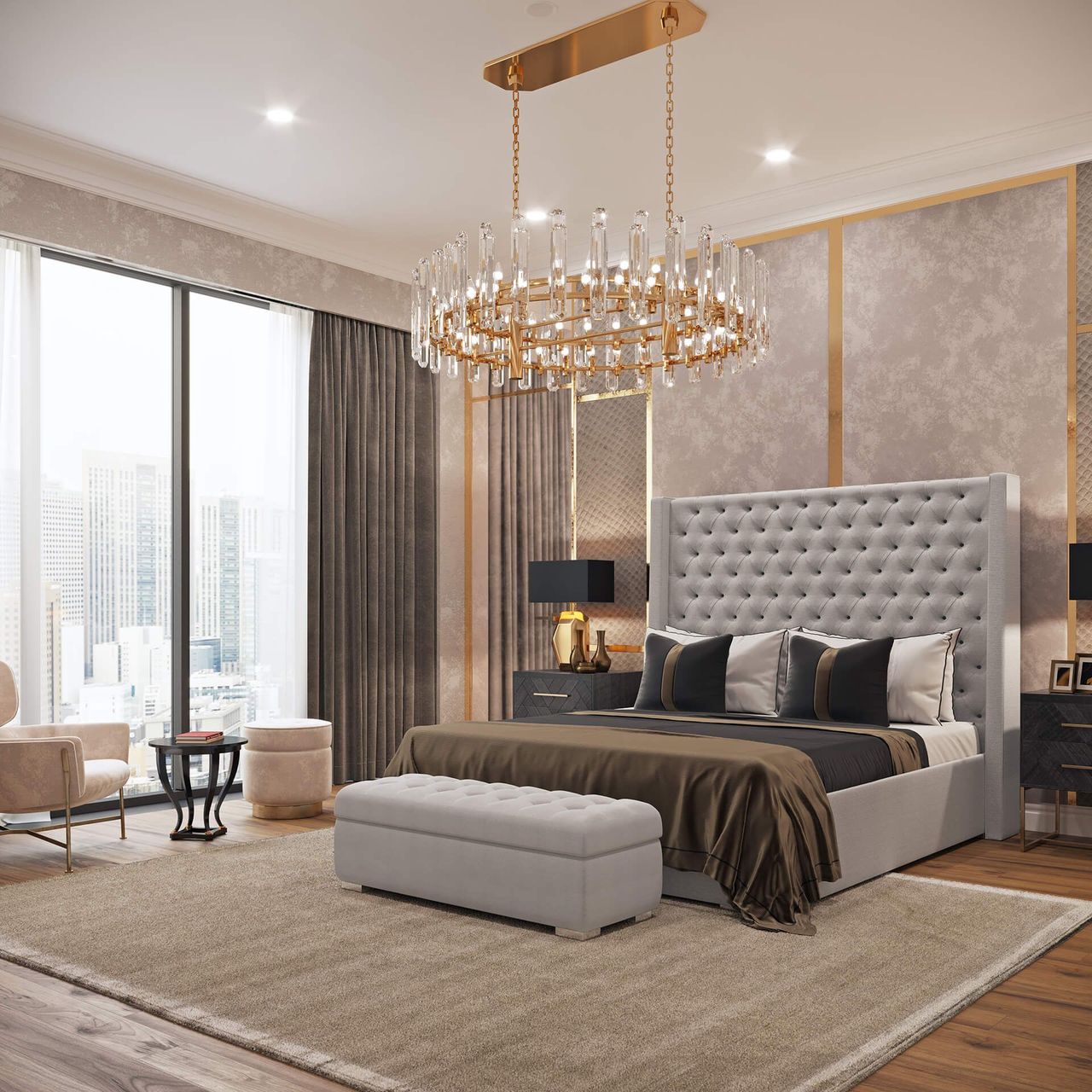 Light Grey Handcrafted Bed CGI