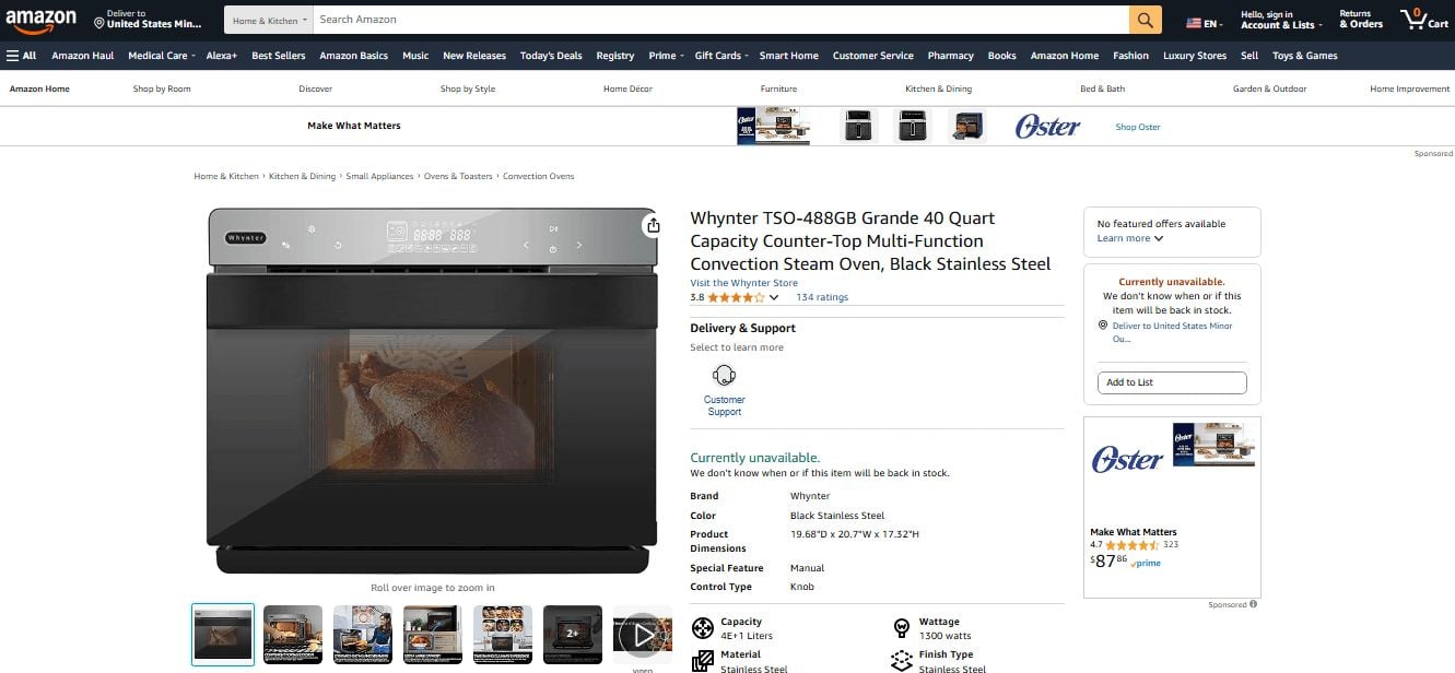 Home appliances Amazon page featuring photorealistic imagery