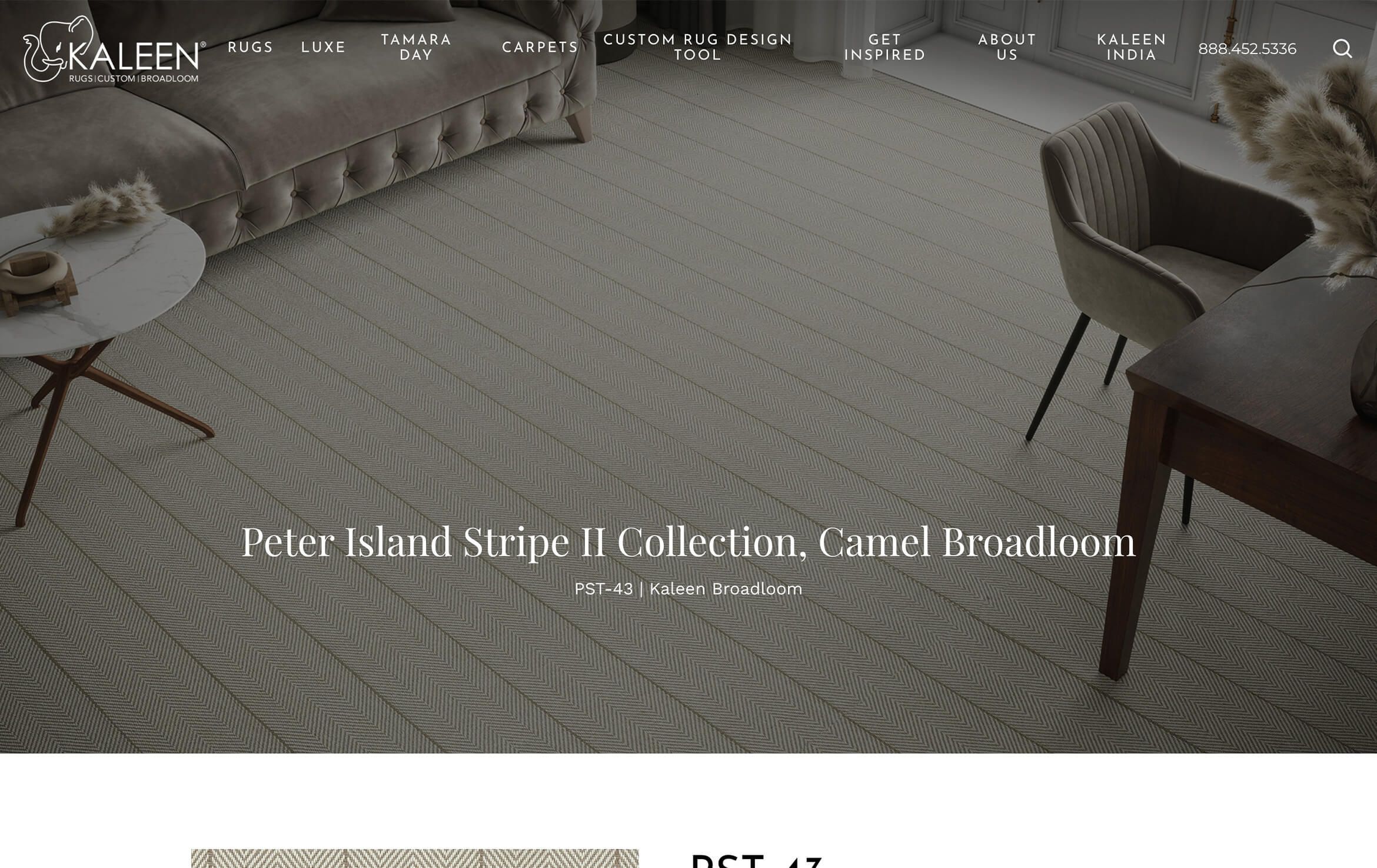 3D furniture rendering and visualization of a living room with Peter Island Stripe II Collection carpet