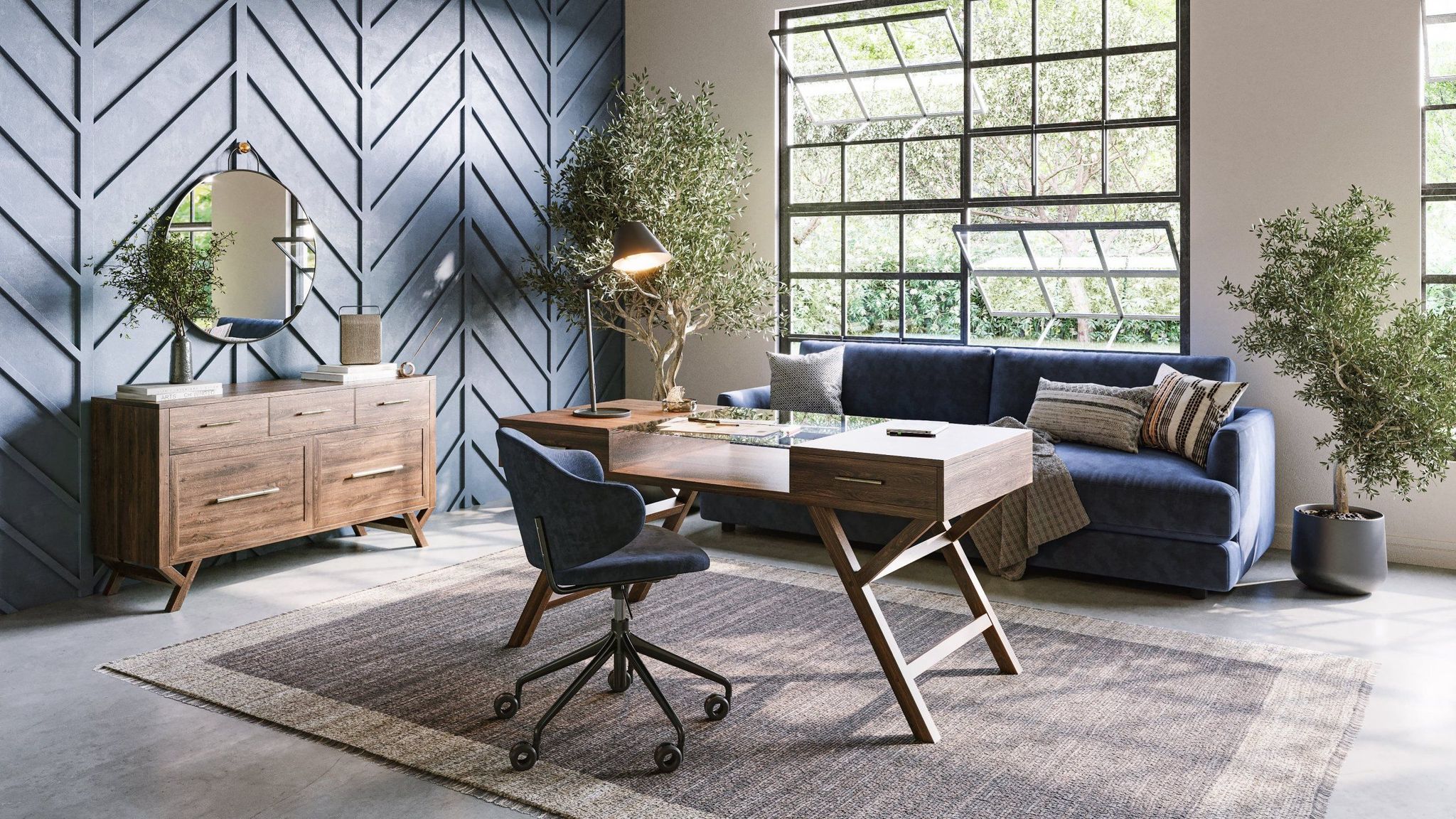 Lifestyle 3D Rendering for Home Office Furniture