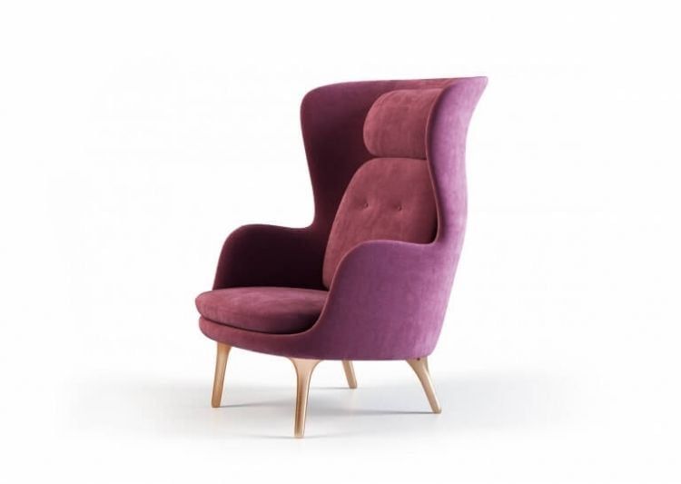 White Background Shot of a Modern Wingback Armchair