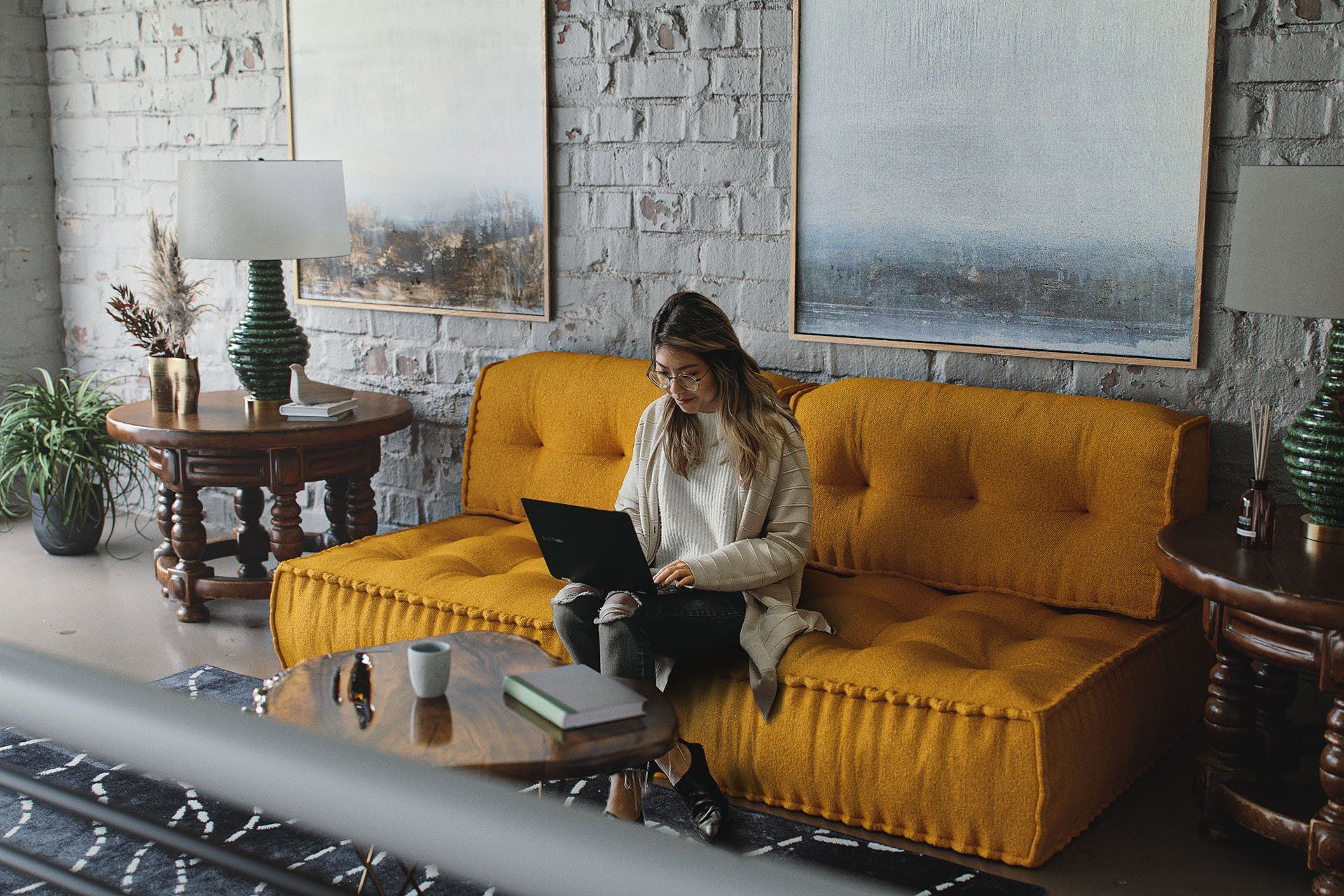 Living Room CGI for Mustard Sofa