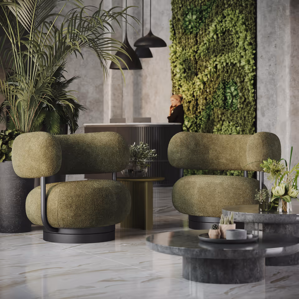 Green Lounge Space Armchairs CGI
