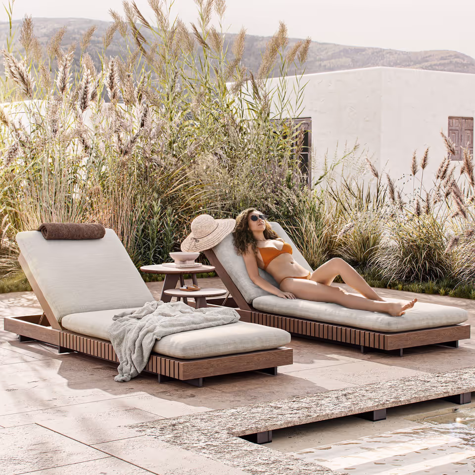 3D lifestyle visualization of outdoor lounge chairs