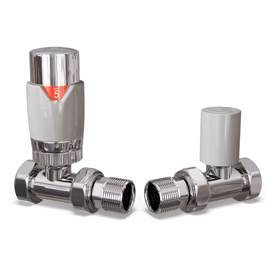 Photorealistic 3D rendering of chrome valves showcasing first-class product visualization and digital rendering