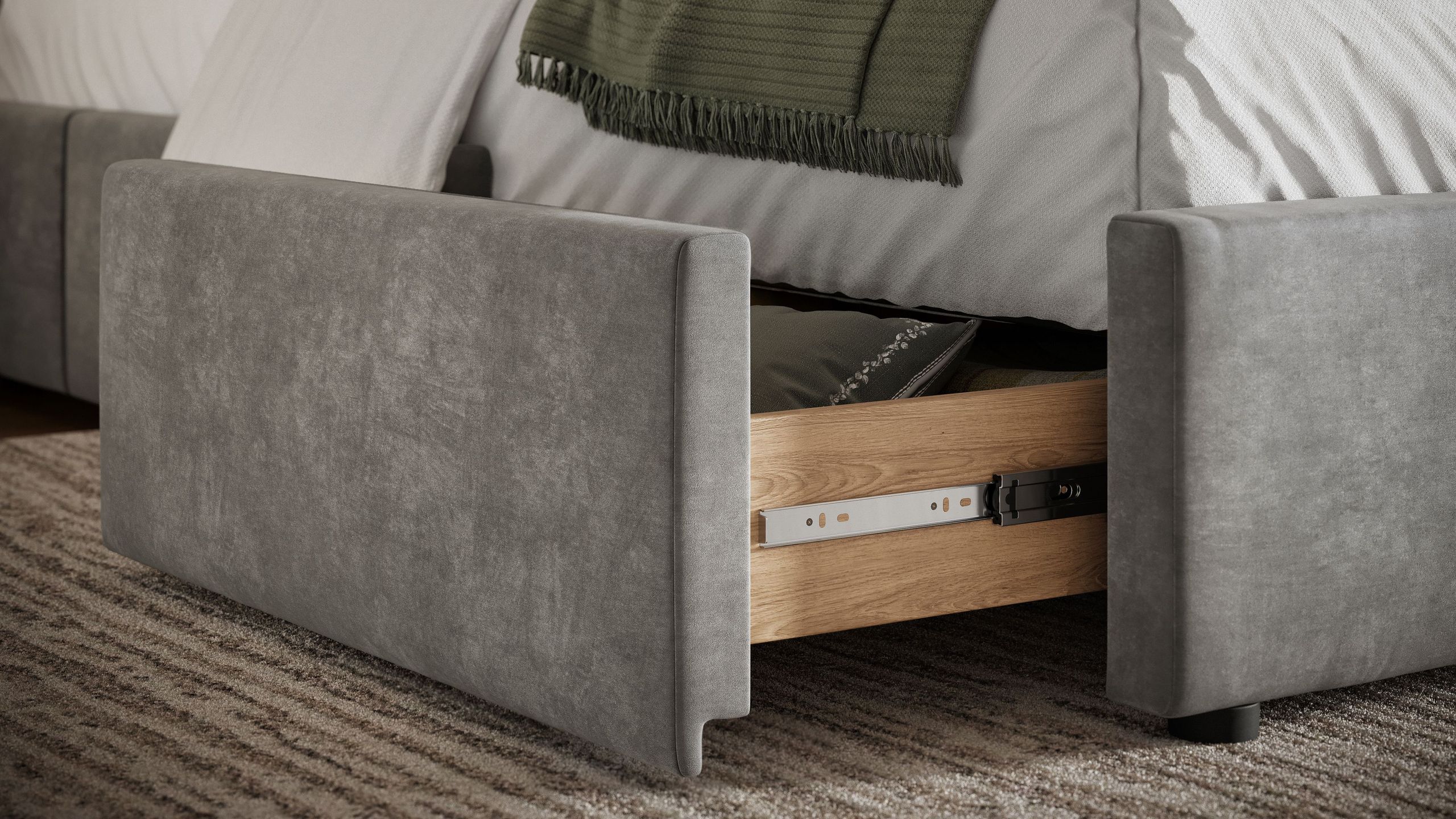 High-quality 3D Furniture Visualization Showcasing Bed Storage Solutions